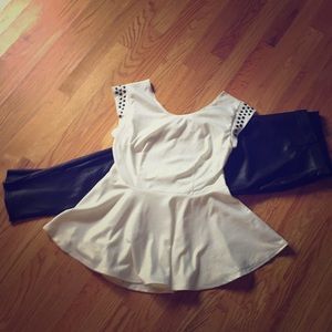 White studded peplum top
